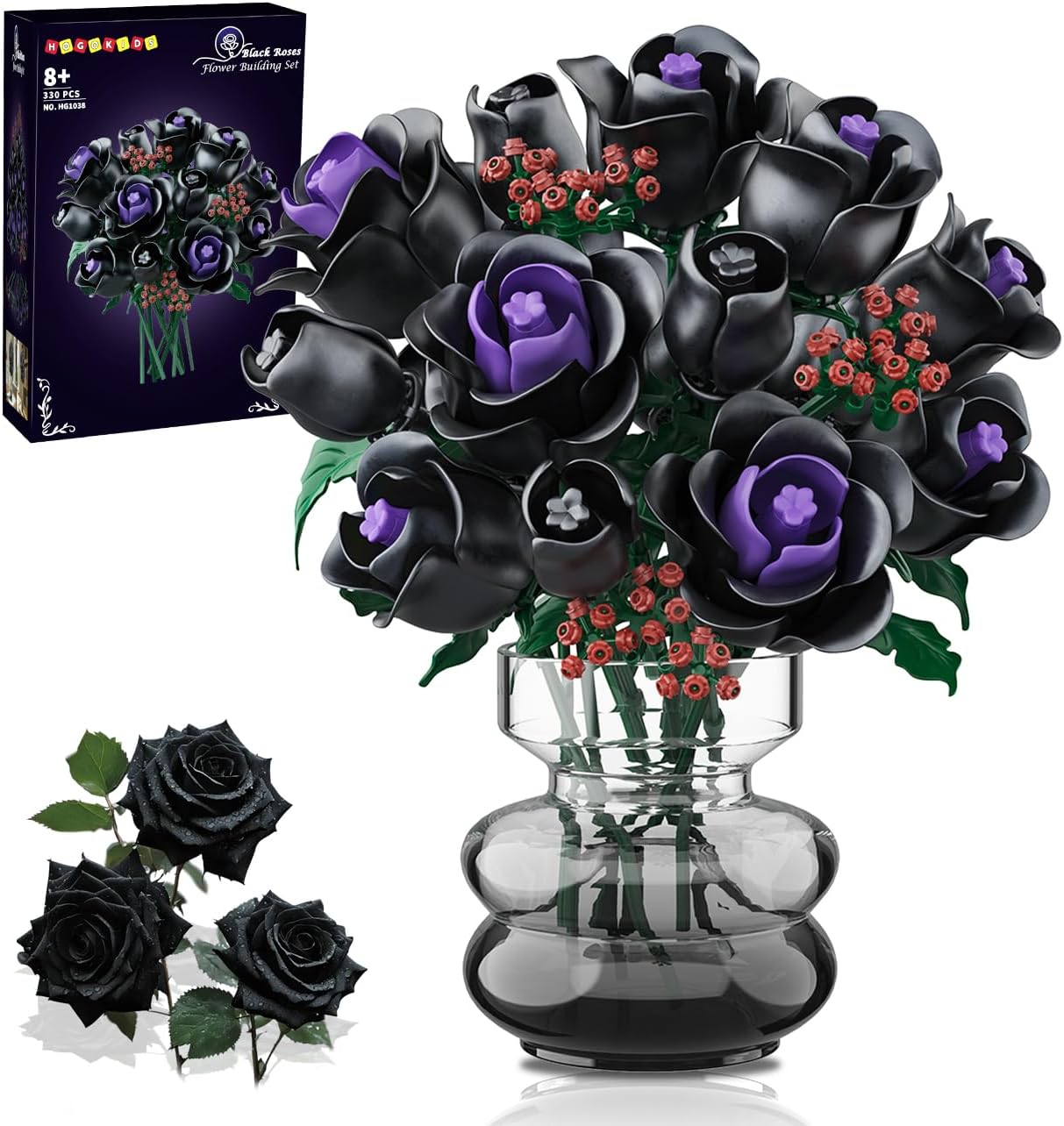 Für Vollansicht hier klicken HOGOKIDS 15 Schwarze Rosen Blumen Bausatz