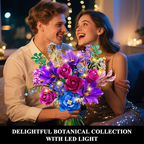 CUBIMANA 21 Blumen Blumenstrauß Bauset mit Licht