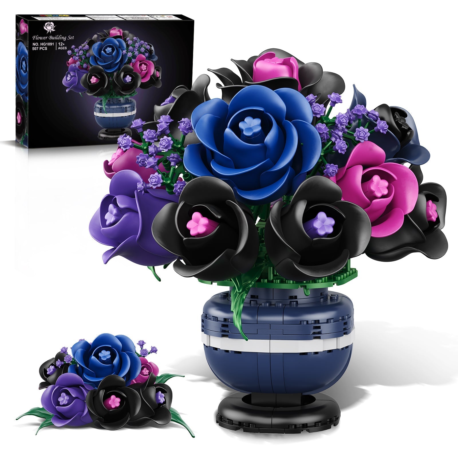 HiWEEGO Blumen Bonsai Baum Bauspielzeug für Erwachsene 507 Teile Dekoration