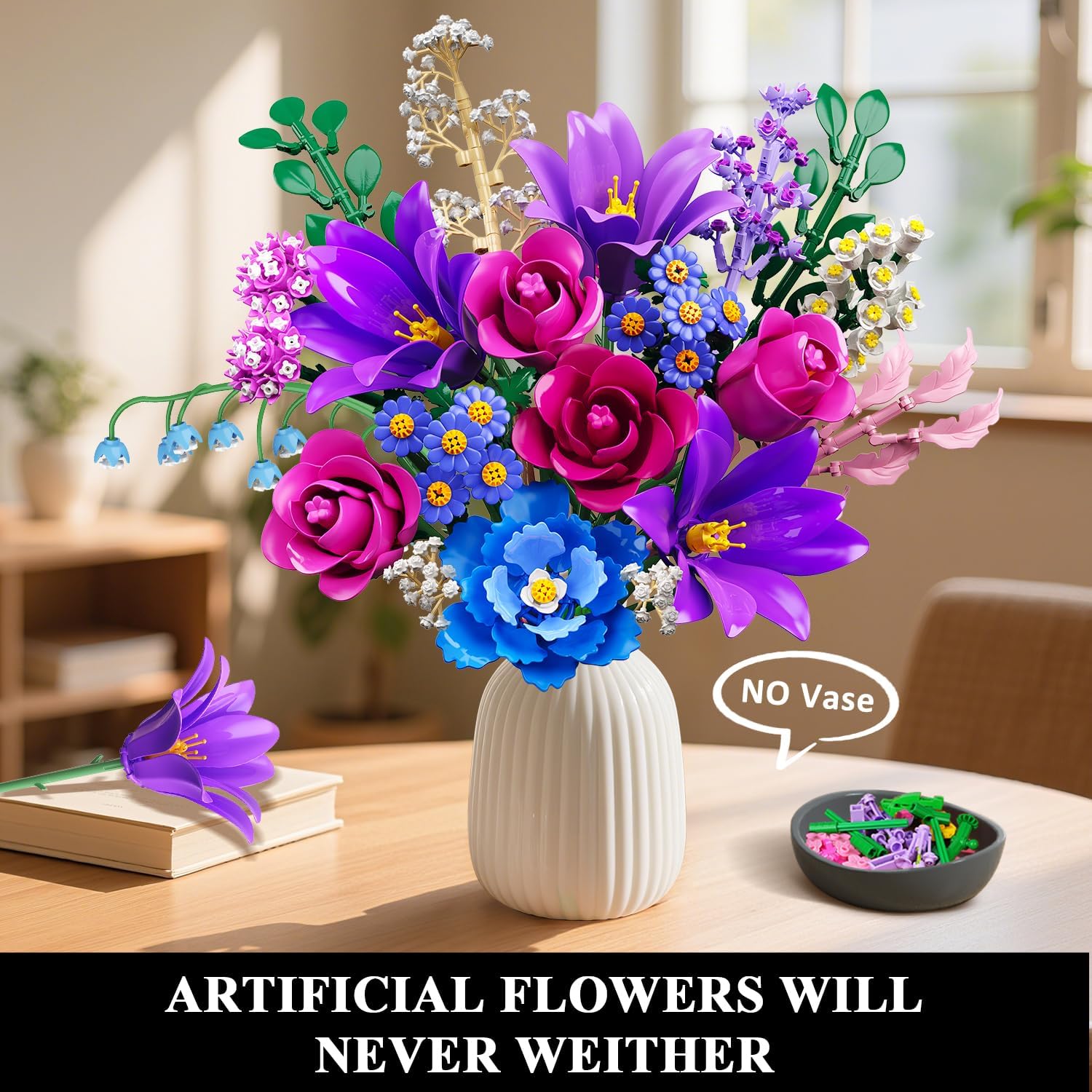 CUBIMANA 21 Blumen Blumenstrauß Bauset mit Licht