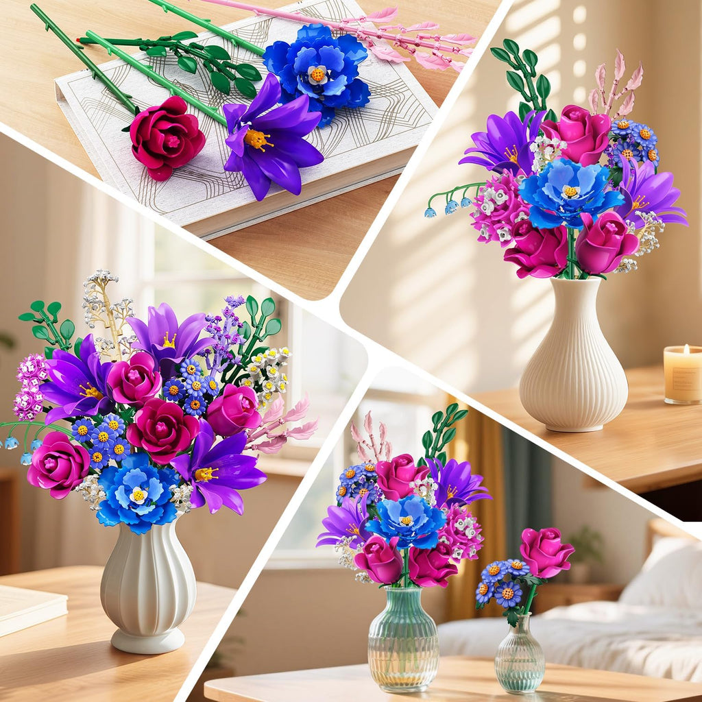 CUBIMANA 21 Blumen Blumenstrauß Bauset mit Licht