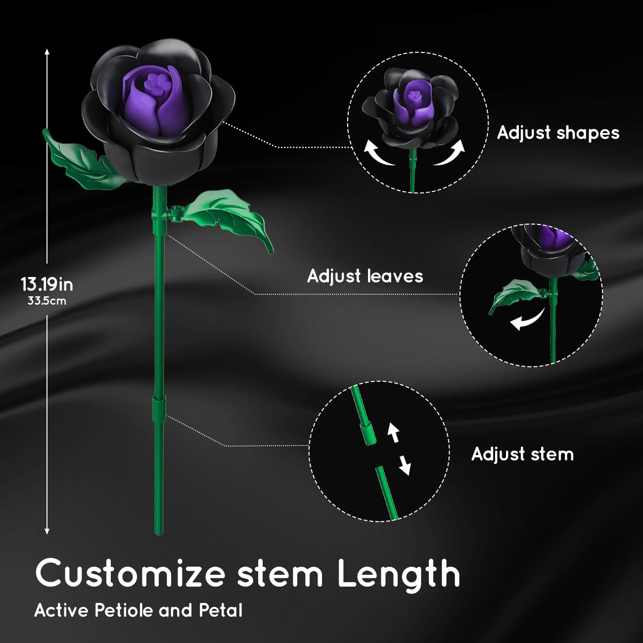 Für Vollansicht hier klicken HOGOKIDS 15 Schwarze Rosen Blumen Bausatz