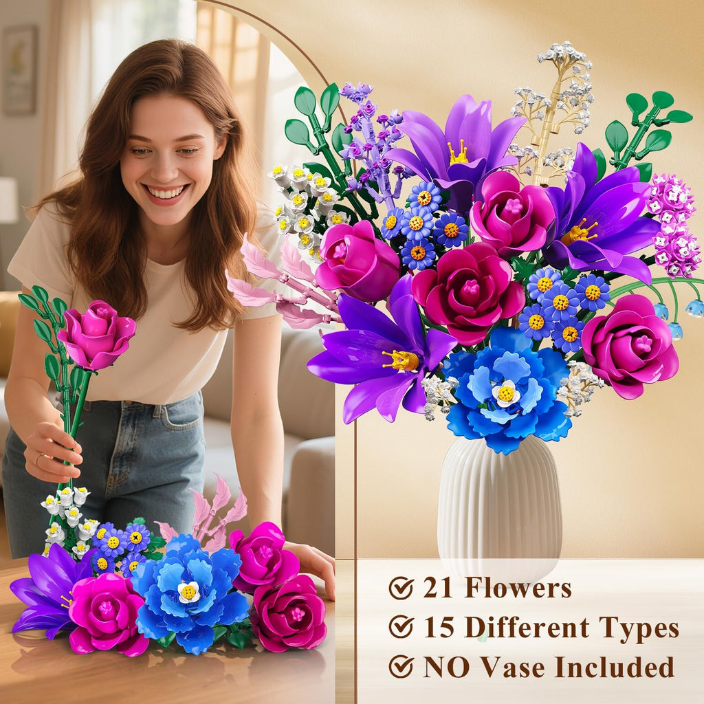 CUBIMANA 21 Blumen Blumenstrauß Bauset mit Licht