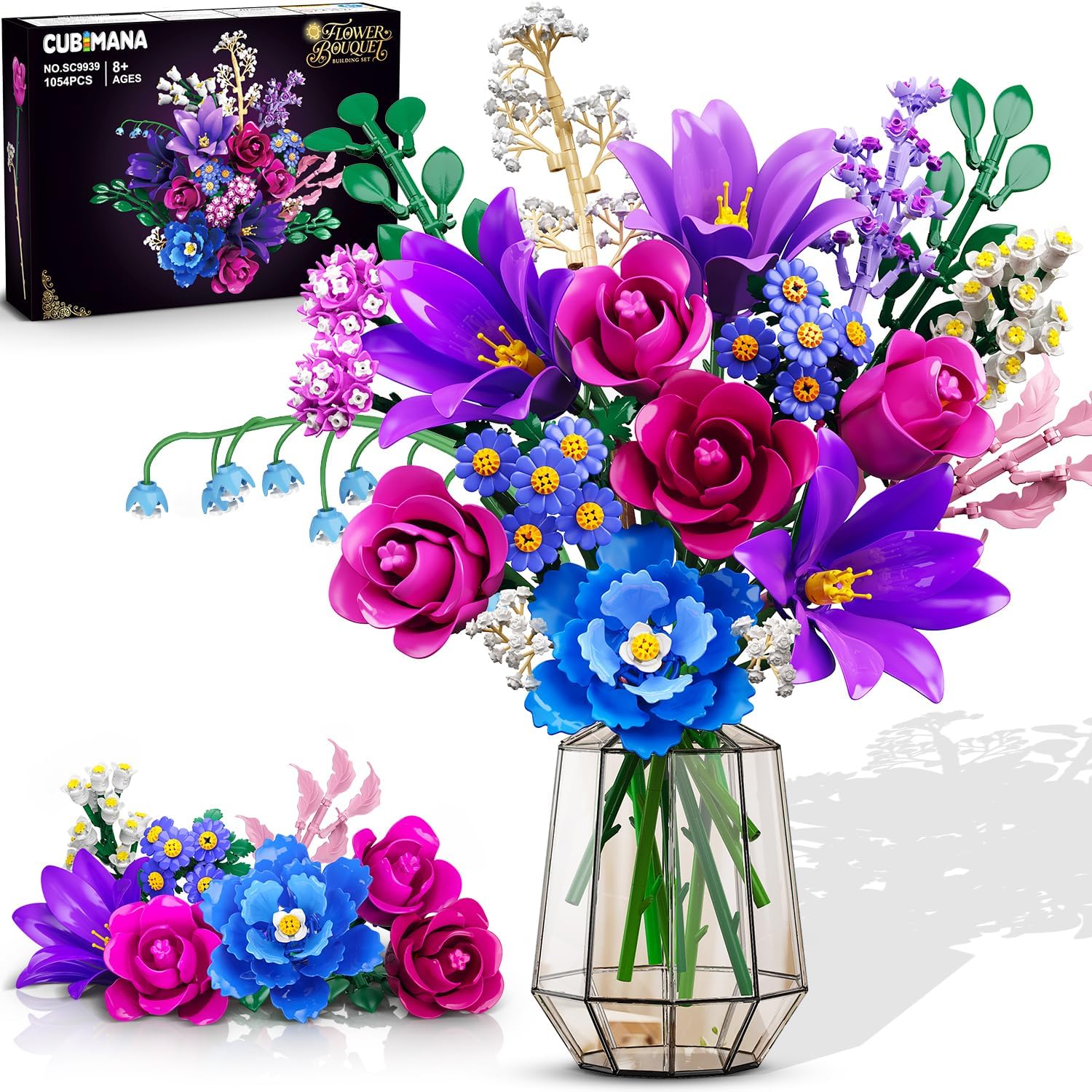 CUBIMANA 21 Blumen Blumenstrauß Bauset mit Licht