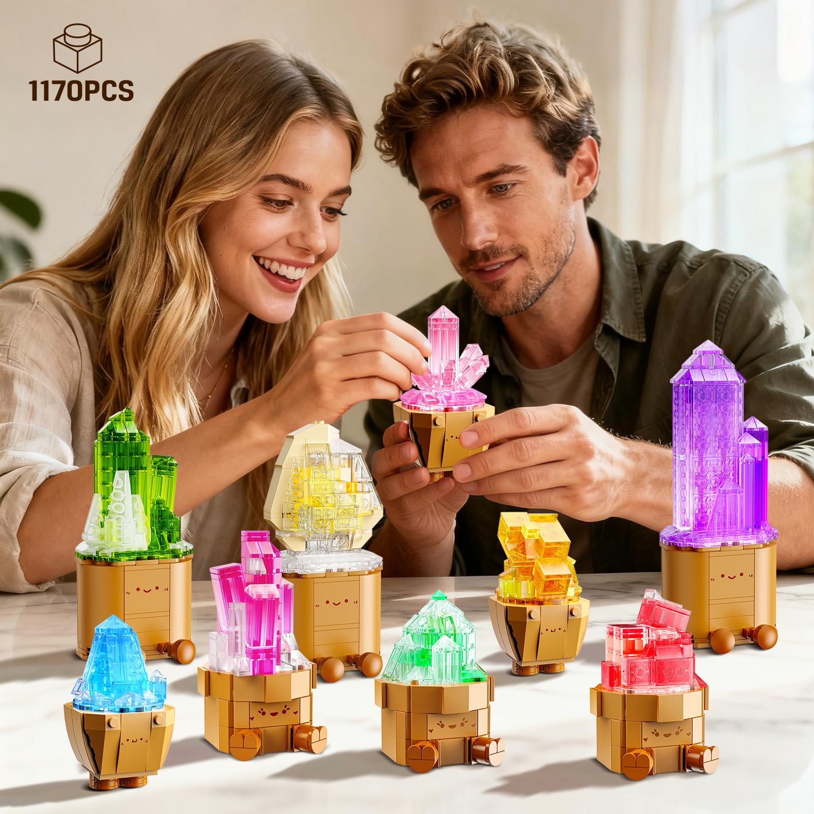Erwachsene Mineraliensammlung Blumen 3.6MM Mini Bauspielzeug mit LED Licht