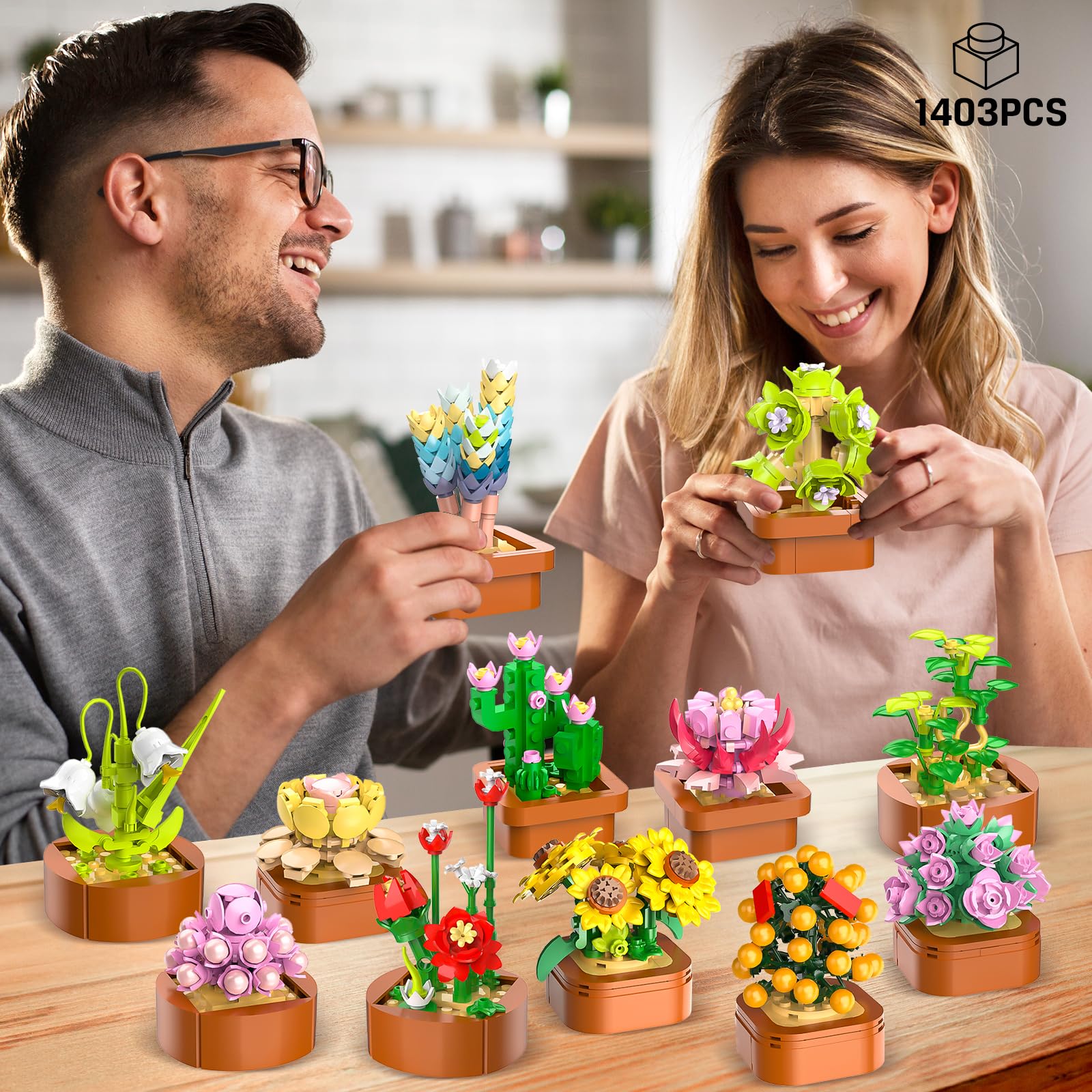 CUBIMANA 12er Blumen Botanicals Mini-Bauset für Mädchen Erwachsene