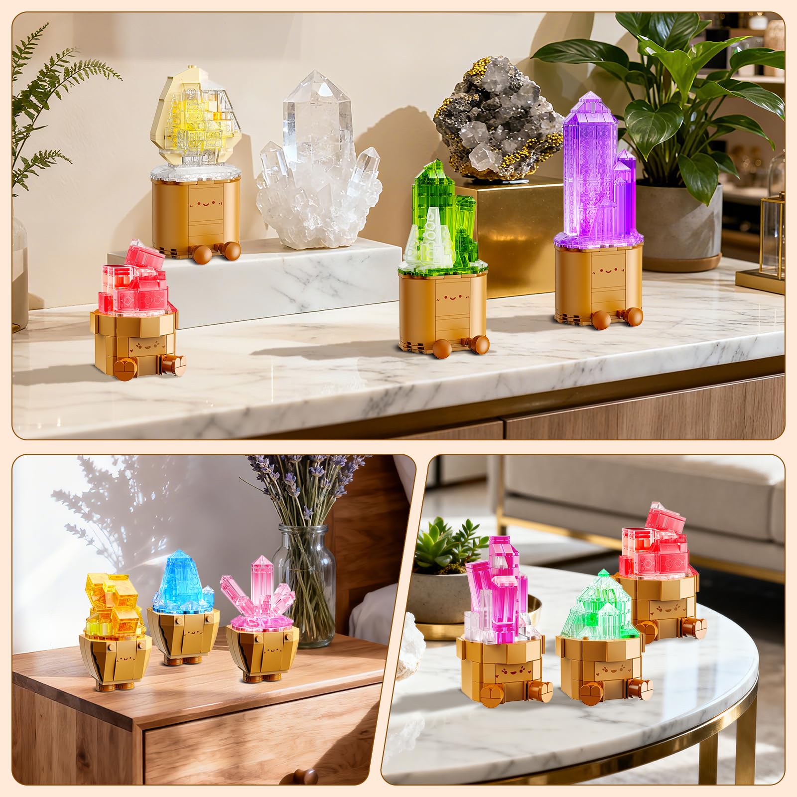 Erwachsene Mineraliensammlung Blumen 3.6MM Mini Bauspielzeug mit LED Licht