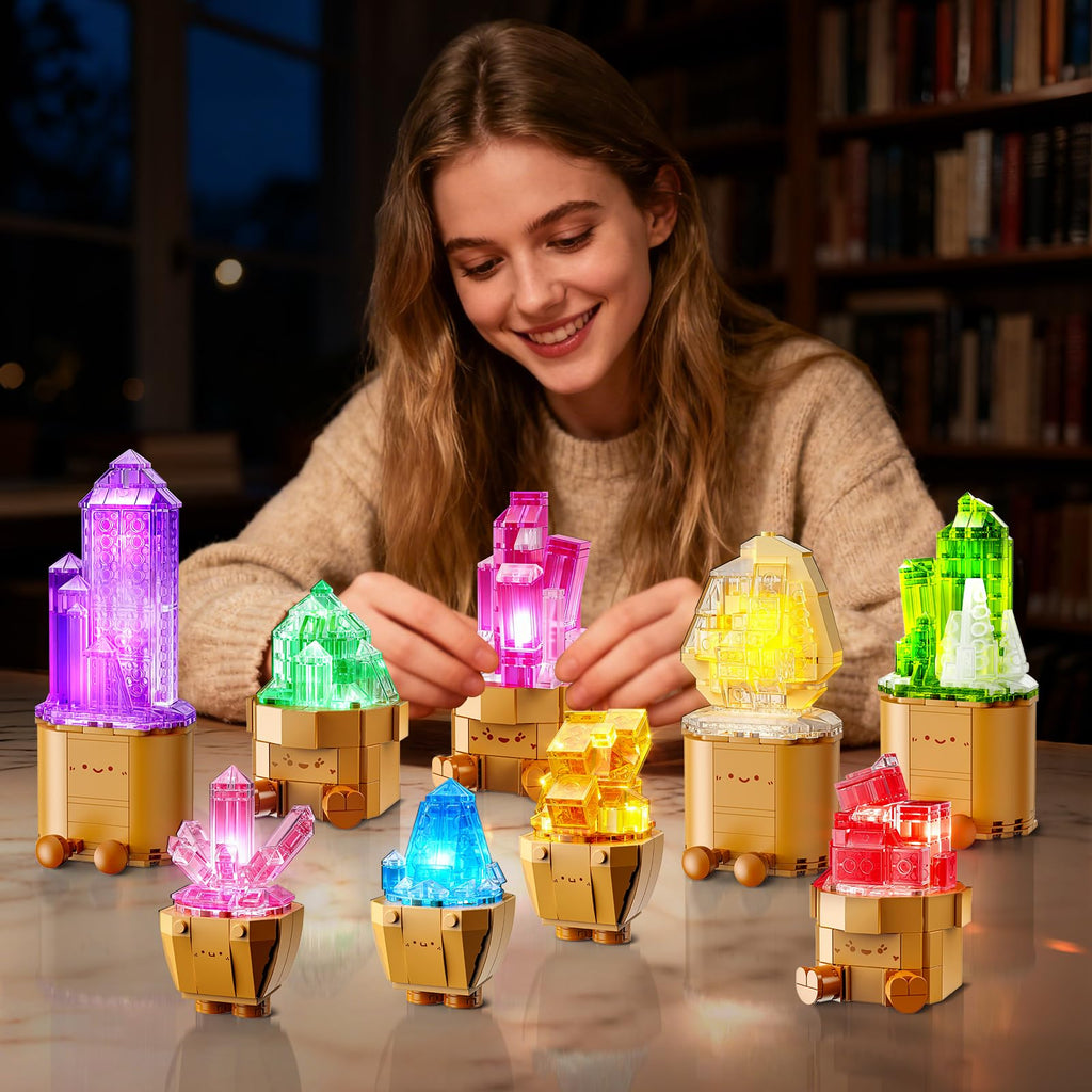Erwachsene Mineraliensammlung Blumen 3.6MM Mini Bauspielzeug mit LED Licht