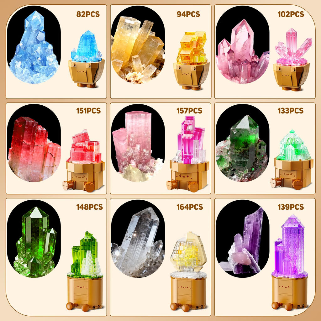 Erwachsene Mineraliensammlung Blumen 3.6MM Mini Bauspielzeug mit LED Licht