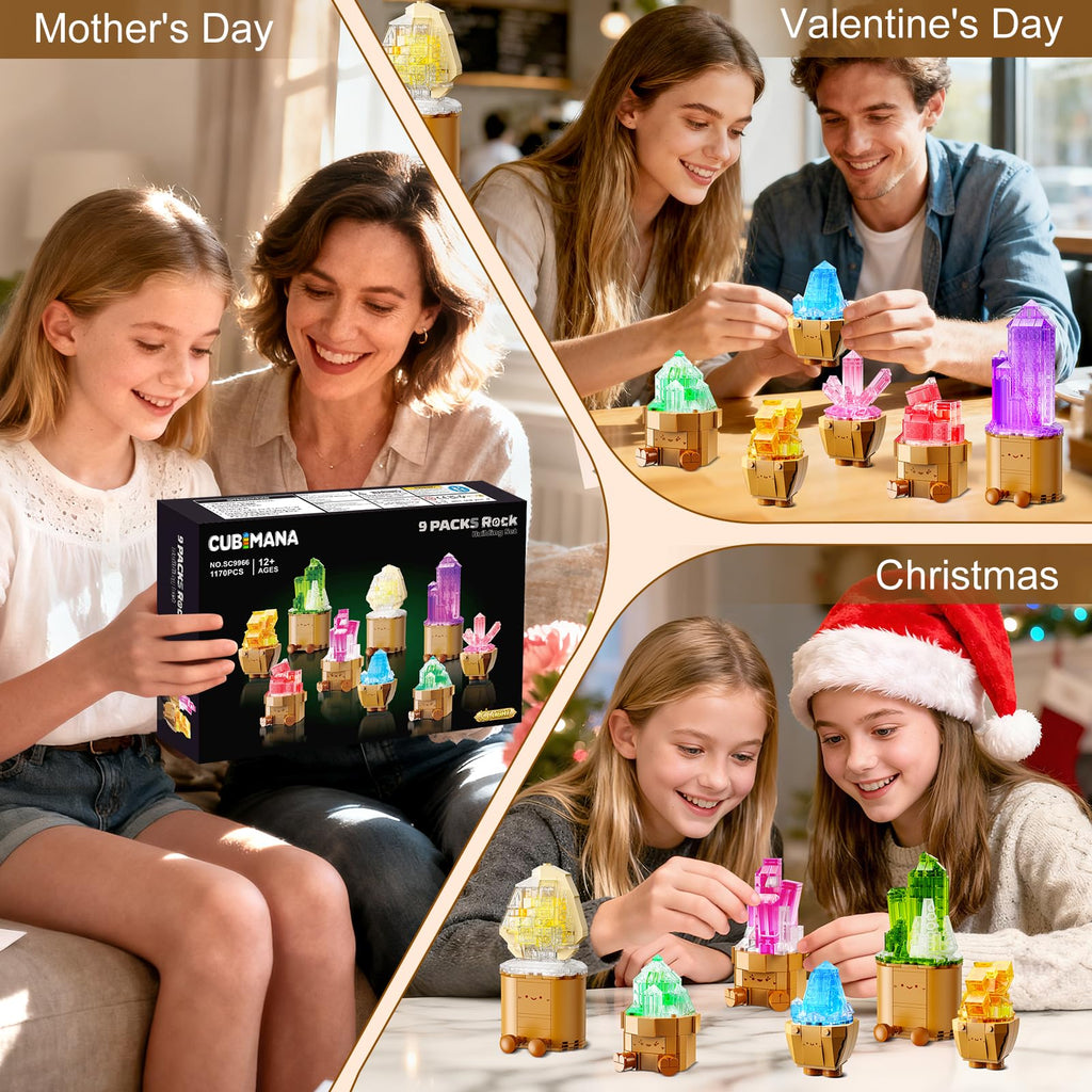 Erwachsene Mineraliensammlung Blumen 3.6MM Mini Bauspielzeug mit LED Licht