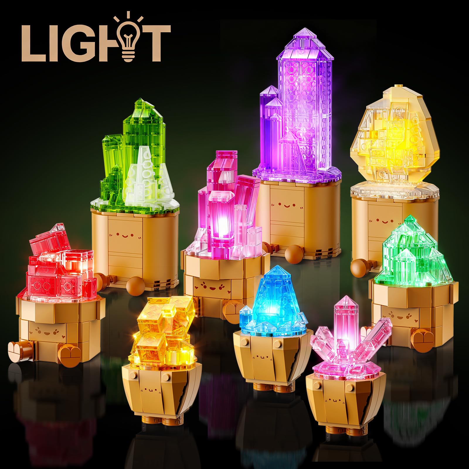 Erwachsene Mineraliensammlung Blumen 3.6MM Mini Bauspielzeug mit LED Licht