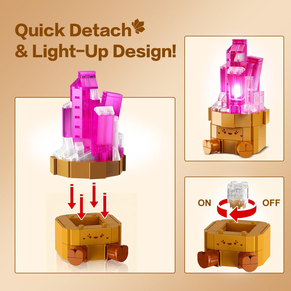 Erwachsene Mineraliensammlung Blumen 3.6MM Mini Bauspielzeug mit LED Licht